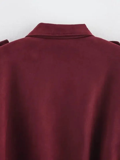 Spring  2025 Women's Velvet Feel Pilot Jaet Coat New Arrival Casual Loose Fit Classic Collar ort Outerwear
