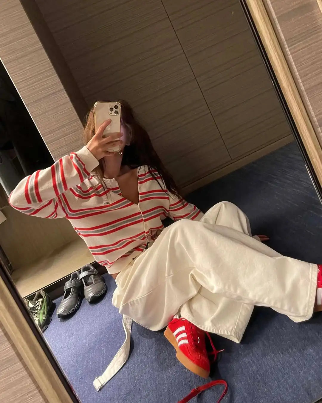 Chic Spring New Classic Color Block Striped round Neck Button up Soft Knitted Open Cardigan for Women Comfortable Casual Style
