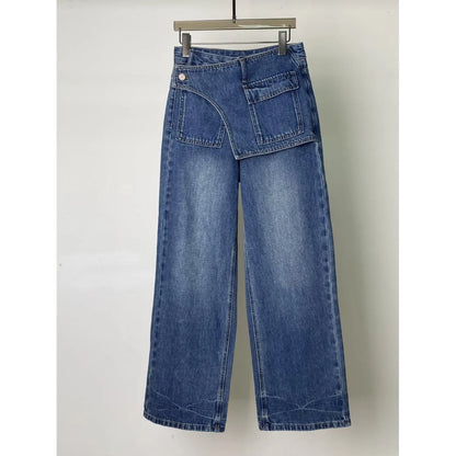 High Waist Comfortable Casual Women's Jeans High Waist Design Versatile Slimming Wide Leg Trendy Denim Pants