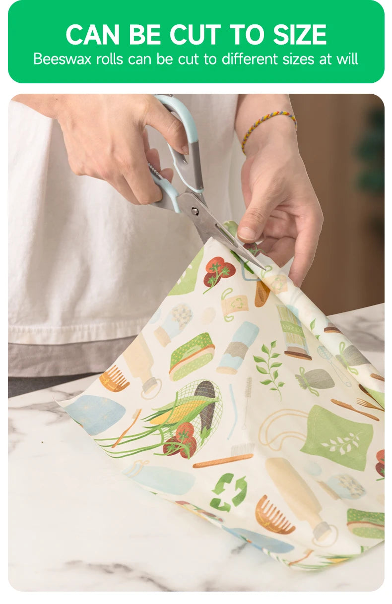 WEEDI Reusable Beeswax Wrap Roll, Eco-Friendly, Wax Paper Roll, Plastic-Free Beeswax Food Wrap for Sandwich, Fruit & Bowl Cover