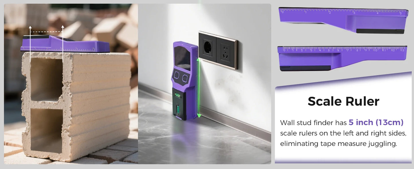 Stud Finder Wall Scanner Stud Detector Center Finder for Wood Metal AC Wire Pipe Detection Electronic Stud with Laser Level LCD