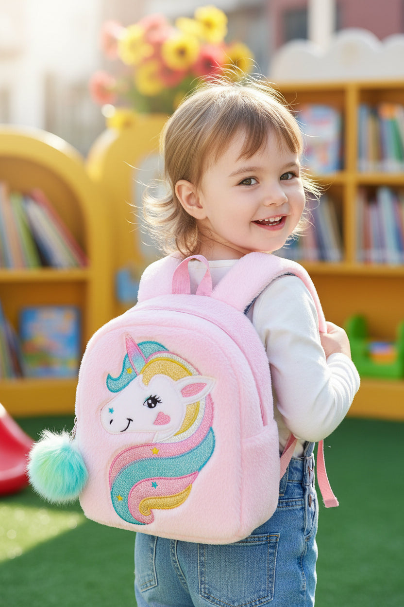 Kids Backpack Kids School Bag Fashion Large Capacity Children Girls Unicorn Plush Tie-Dye Bag Mochila