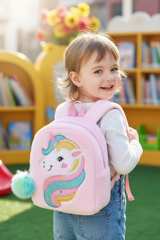 Kids Backpack Kids School Bag Fashion Large Capacity Children Girls Unicorn Plush Tie-Dye Bag Mochila