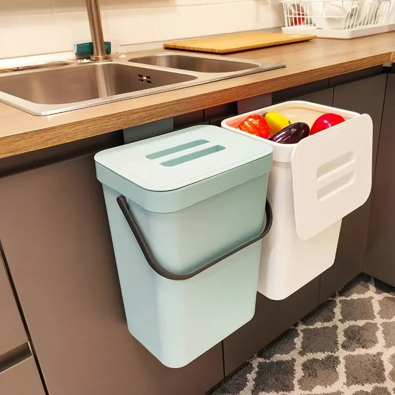 Food Waste Basket Bin for Kitchen, Small Countertop Compost Bin with Lid,Odor-Free Food Scrap Container,Wall Mounted Garbage Can