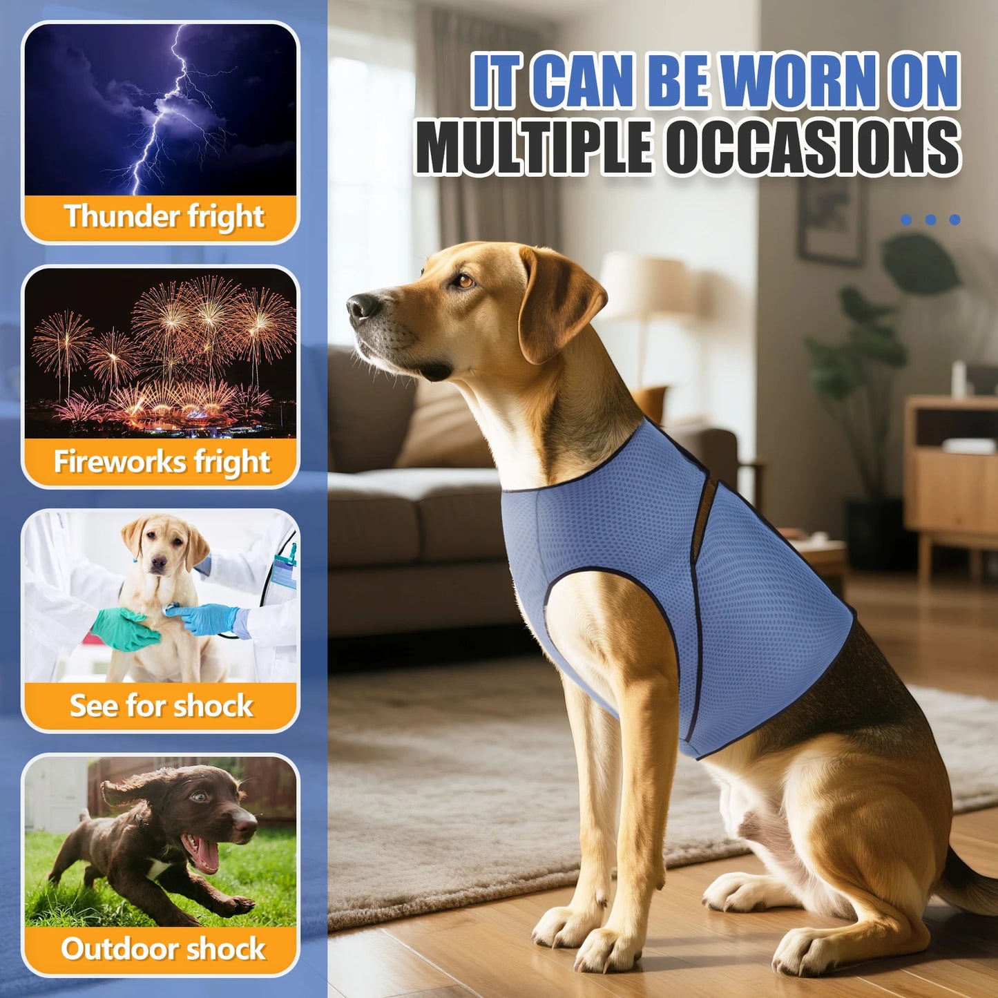 Dog Anxiety Jacket, Dog Coat for Thunder, Skin-Friendly Dog Calming Shirt - Keep Pet Calm, Anti Anxiety Vest for Dogs and Cat