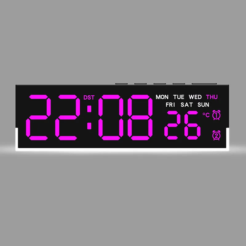 USB Powered Digital Alarm Clock with White Mood Light TEMP Week 2 Alarm DST Table Clock 3 Levels Brightness 12/24H LED Clock