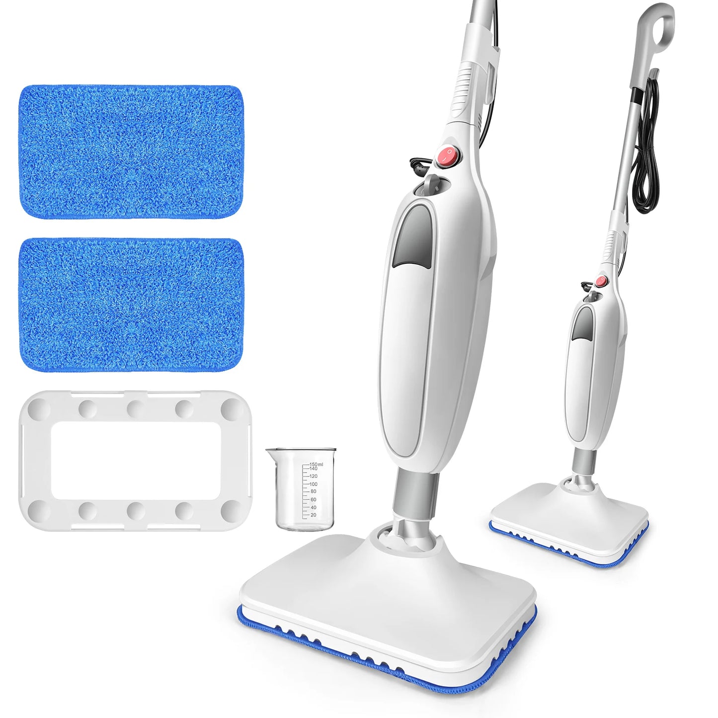1500W Steam Mop & Detachable Steam Cleaner, Powerful Floor Steamer for Carpet Laminate Hardwood, 400ml,2 washable cloths