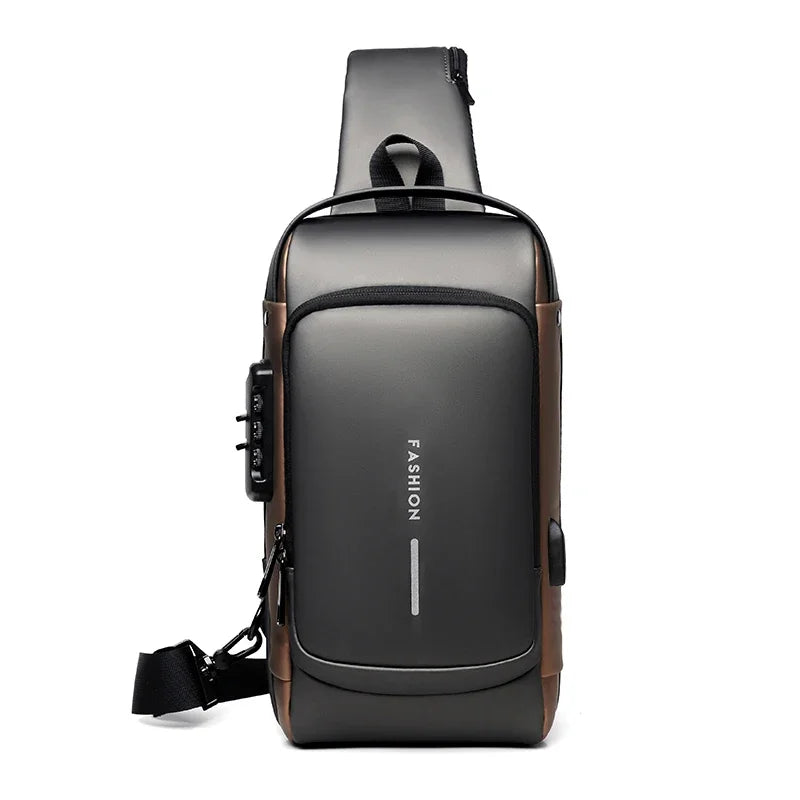 Anti-theft Shoulder Men's Fashion Sling Backpack with USB Charging Port, Waterproof Crossbody Chest Bag for Travel & Daily Use