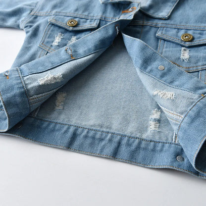 Denim Jackets For Boys Fashion Short Coats Children Clothing Spring Autumn Boys Girls Jean Outerwear Kids Single-breasted Jacket