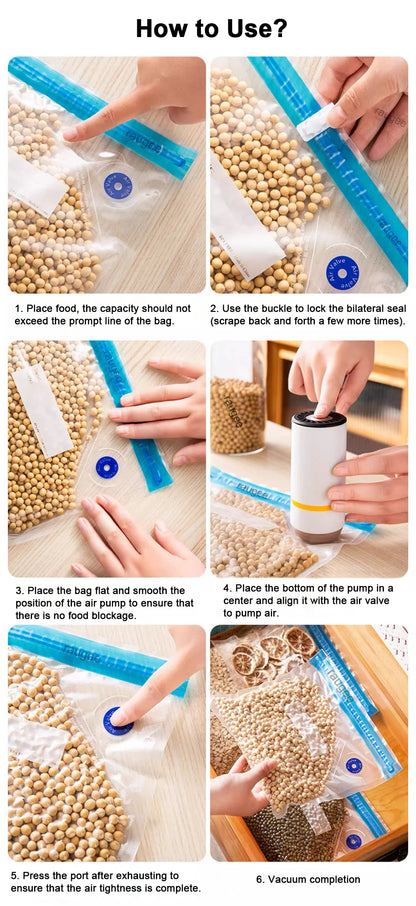 Vacuum Packaging Bags for Food Vacuum Bags BPA-Free Food Vacuum Sealing Bag Reusable Food Storage Zipper Sealer Bags 10pcs 30pcs