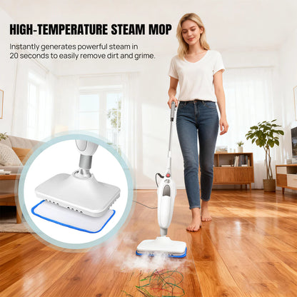 1500W Steam Mop & Detachable Steam Cleaner, Powerful Floor Steamer for Carpet Laminate Hardwood, 400ml,2 washable cloths