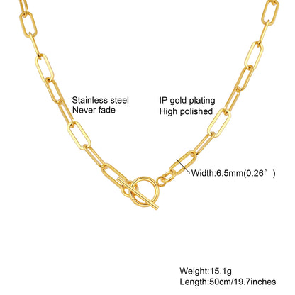 Chunky Gold Plated Link Necklace For Women, Stainless Steel Oval Thick Chain Choker Minimalist Jewelry