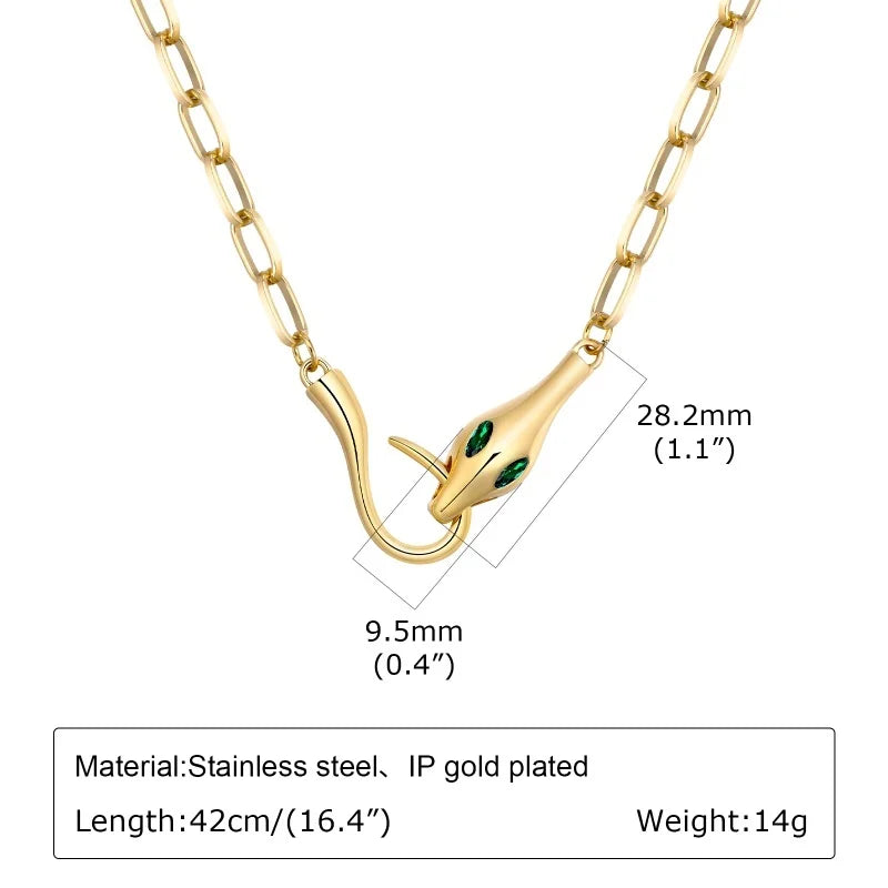 Chunky Gold Plated Link Necklace For Women, Stainless Steel Oval Thick Chain Choker Minimalist Jewelry