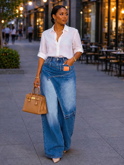 Women's Wide Leg Jeans | High Waist Vintage Denim Trousers | Y2K Streetwear
