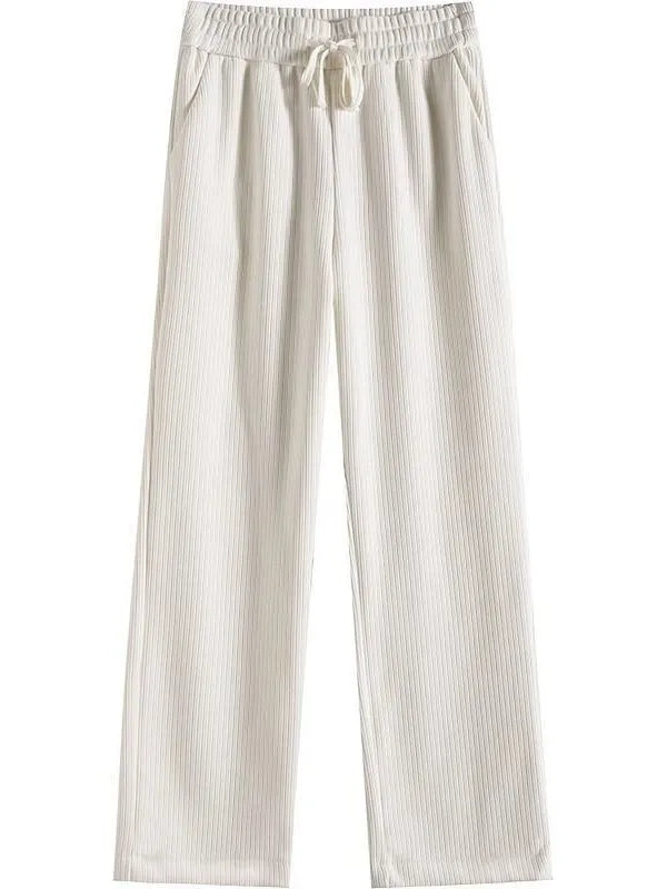 Lamb Velvet Thickened Corduroy Wide Leg Pants Women's Casual Trousers Autumn Winter Fashion plus Size Slimming Polyester Fiber