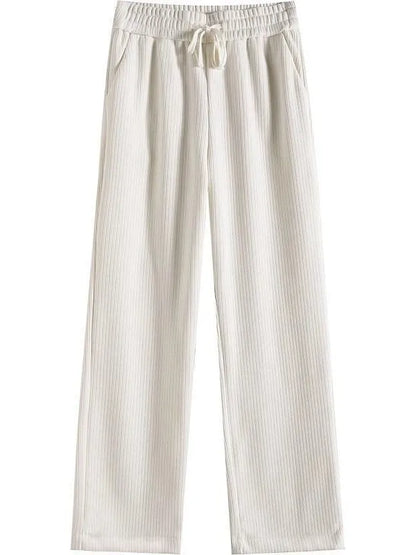 Lamb Velvet Thickened Corduroy Wide Leg Pants Women's Casual Trousers Autumn Winter Fashion plus Size Slimming Polyester Fiber