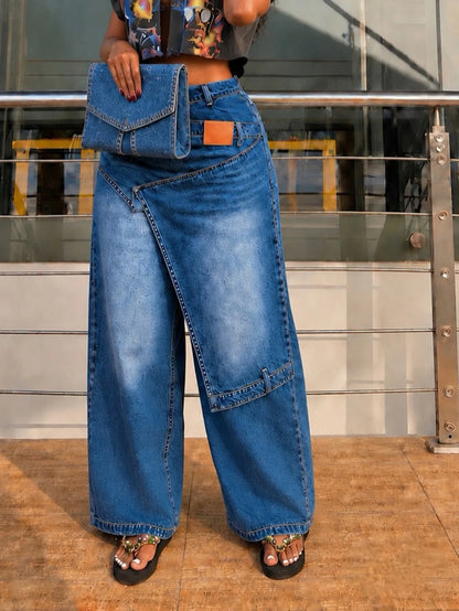 Women's Wide Leg Jeans | High Waist Vintage Denim Trousers | Y2K Streetwear