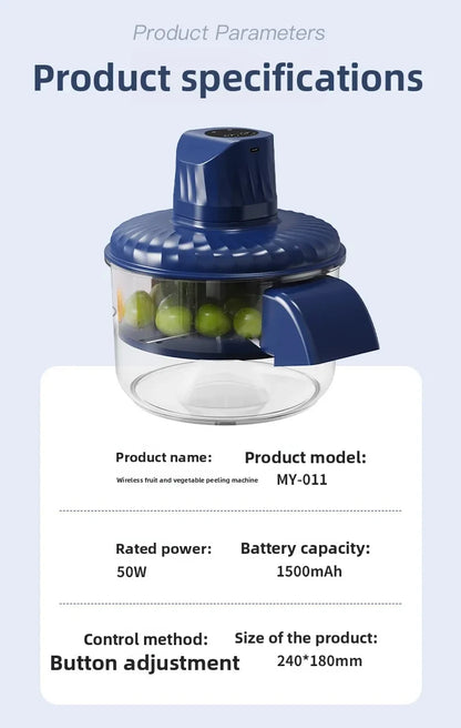 New Automatic Fruit Peeler Machine Wireless Portable for Plum Peach and Grape Fast Easy Home Kitchen Gadget