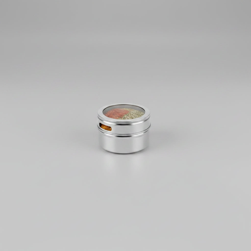 New Magnetic Spice Jar Set Stainless Steel Spice Tins Spice Storage Container Pepper Seasoning Sprays Tools with Spice Label