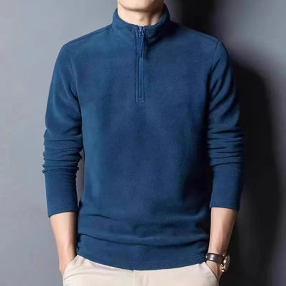 2025 New Men's Fleece Lined Zip up Hoodie Thickened Long Sleeve Thermal T-Shirt High Neck Zipper Design Casual Streetwear