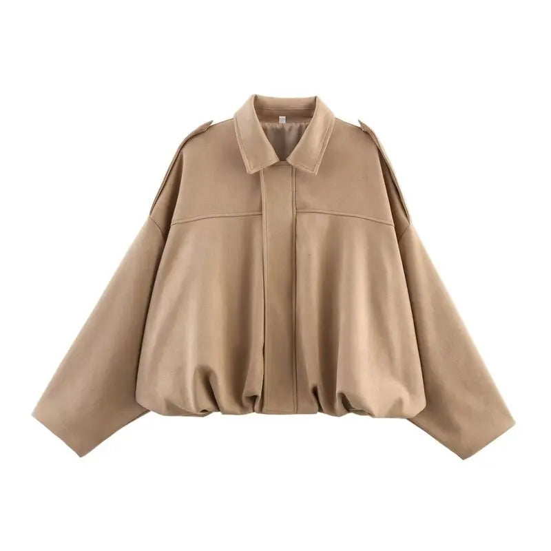 Spring  2025 Women's Velvet Feel Pilot Jaet Coat New Arrival Casual Loose Fit Classic Collar ort Outerwear