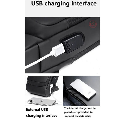Anti-theft Shoulder Men's Fashion Sling Backpack with USB Charging Port, Waterproof Crossbody Chest Bag for Travel & Daily Use