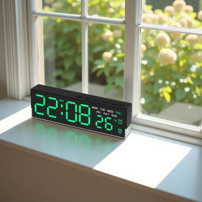 USB Powered Digital Alarm Clock with White Mood Light TEMP Week 2 Alarm DST Table Clock 3 Levels Brightness 12/24H LED Clock