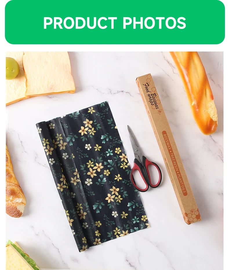 WEEDI Reusable Beeswax Wrap Roll, Eco-Friendly, Wax Paper Roll, Plastic-Free Beeswax Food Wrap for Sandwich, Fruit & Bowl Cover