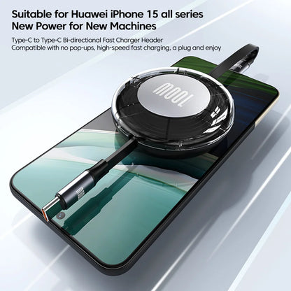 Retractable PD 100W Cable USB Type C to Type C Fast Charging USB C to USB C Cable for iphone 15 Huawei Tablet Laptop