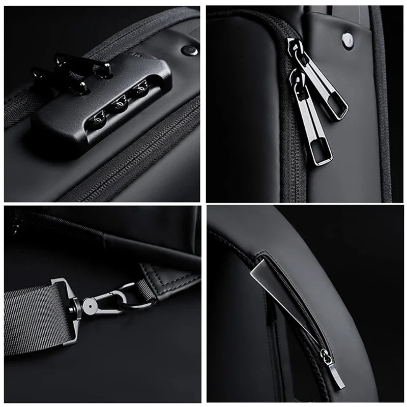 Anti-theft Shoulder Men's Fashion Sling Backpack with USB Charging Port, Waterproof Crossbody Chest Bag for Travel & Daily Use