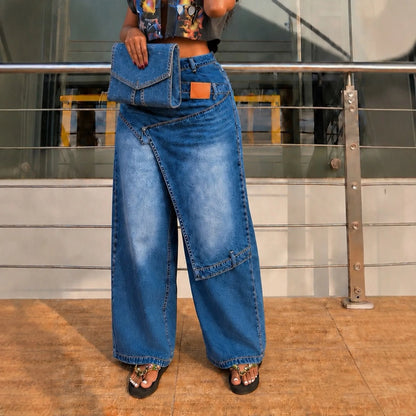 Women's Wide Leg Jeans | High Waist Vintage Denim Trousers | Y2K Streetwear