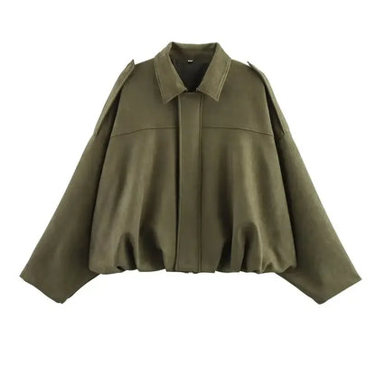 Spring  2025 Women's Velvet Feel Pilot Jaet Coat New Arrival Casual Loose Fit Classic Collar ort Outerwear