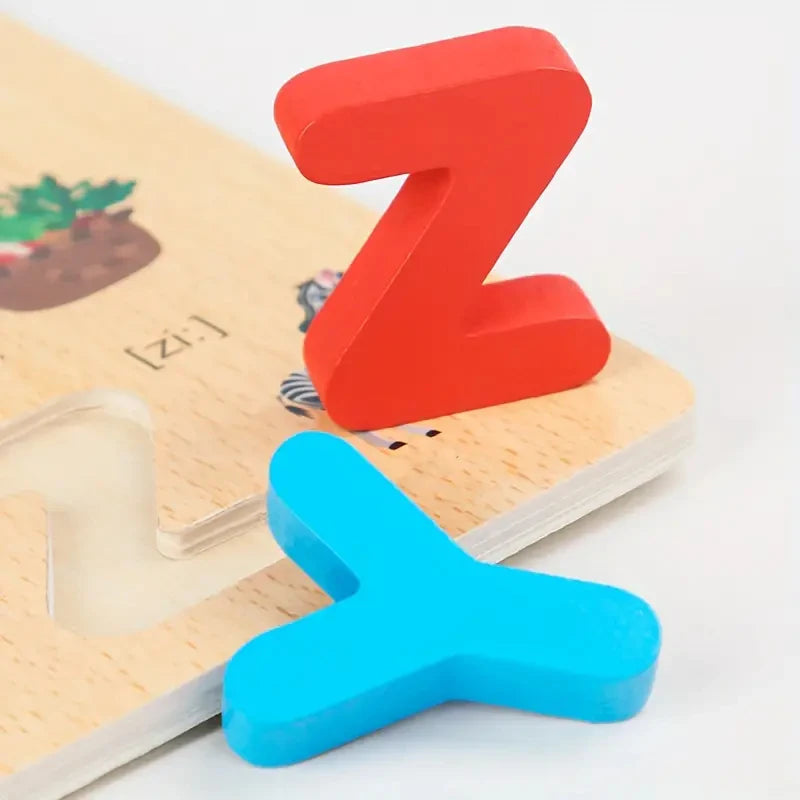 Colorful Alphabet Number Wooden Puzzles Kids Intelligent Matching Game Preschool Children Early Educational Toys