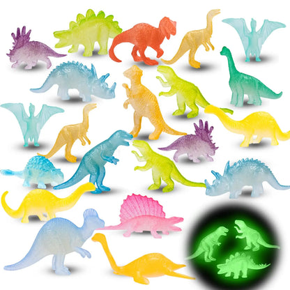 13/26/39pcs Mini Glow in Dark Dinosaur Model Toys for Boys Kids Birthday Party Favor Gift Cupcake Topper Classroom Prize