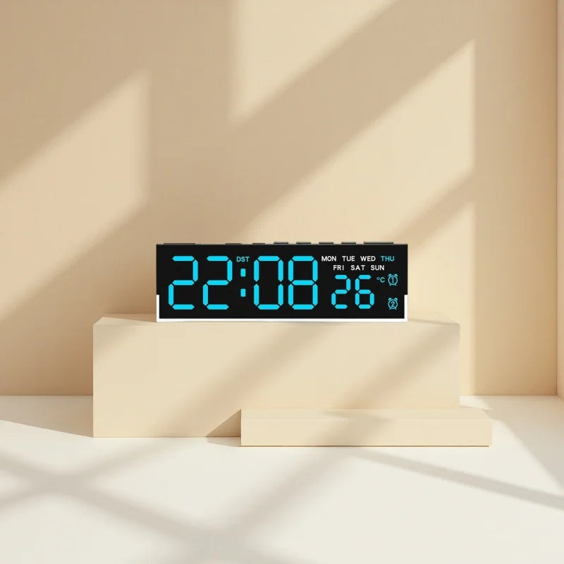 USB Powered Digital Alarm Clock with White Mood Light TEMP Week 2 Alarm DST Table Clock 3 Levels Brightness 12/24H LED Clock
