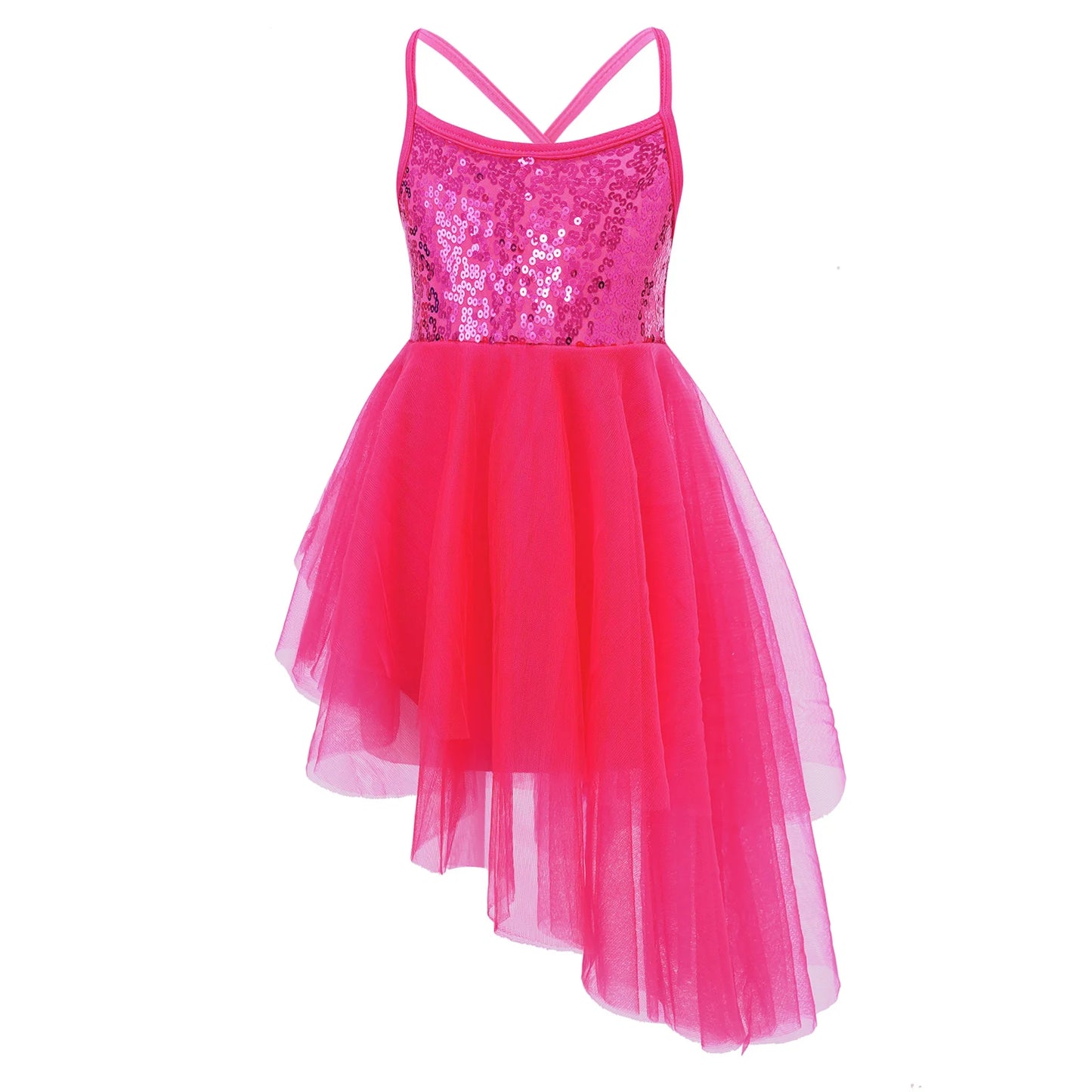 Kids Girls Ballerina Tutu Ballet Lyrical Dance Dress Gymnastics Leotard Sequins Fairy Tutu Ballet Jersey Dance Dress Costumes