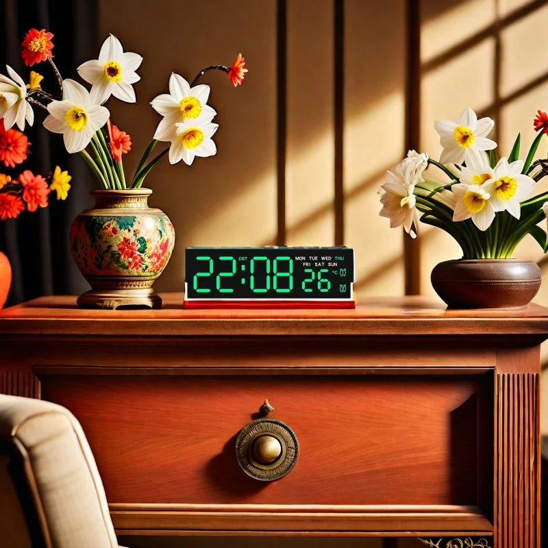 USB Powered Digital Alarm Clock with White Mood Light TEMP Week 2 Alarm DST Table Clock 3 Levels Brightness 12/24H LED Clock