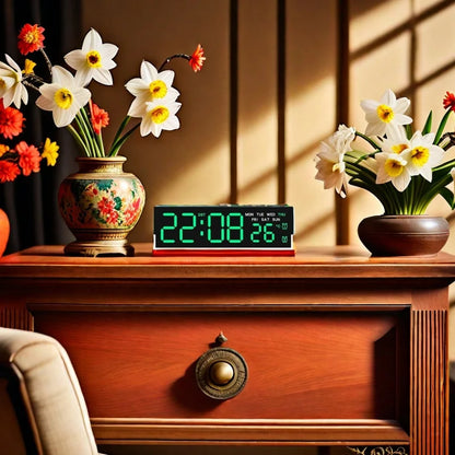 USB Powered Digital Alarm Clock with White Mood Light TEMP Week 2 Alarm DST Table Clock 3 Levels Brightness 12/24H LED Clock