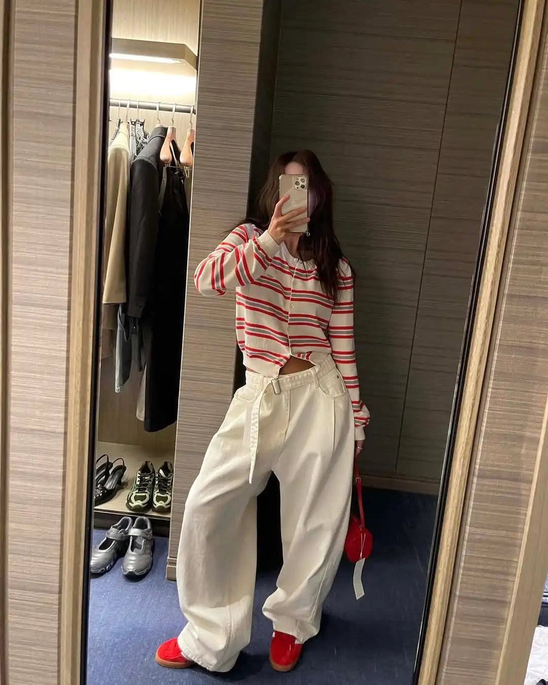 Chic Spring New Classic Color Block Striped round Neck Button up Soft Knitted Open Cardigan for Women Comfortable Casual Style