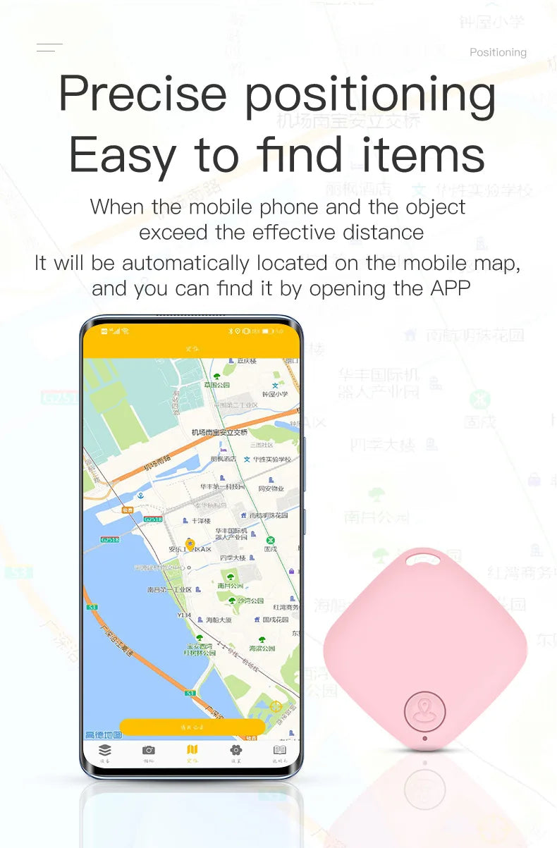 Smart Bluetooth GPS Tracker Tag Anti-Lost Reminder Compatible with Android IOS Car Key Pet Finder Rated Locator