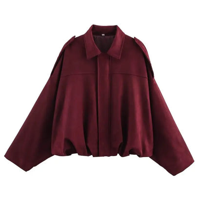 Spring  2025 Women's Velvet Feel Pilot Jaet Coat New Arrival Casual Loose Fit Classic Collar ort Outerwear