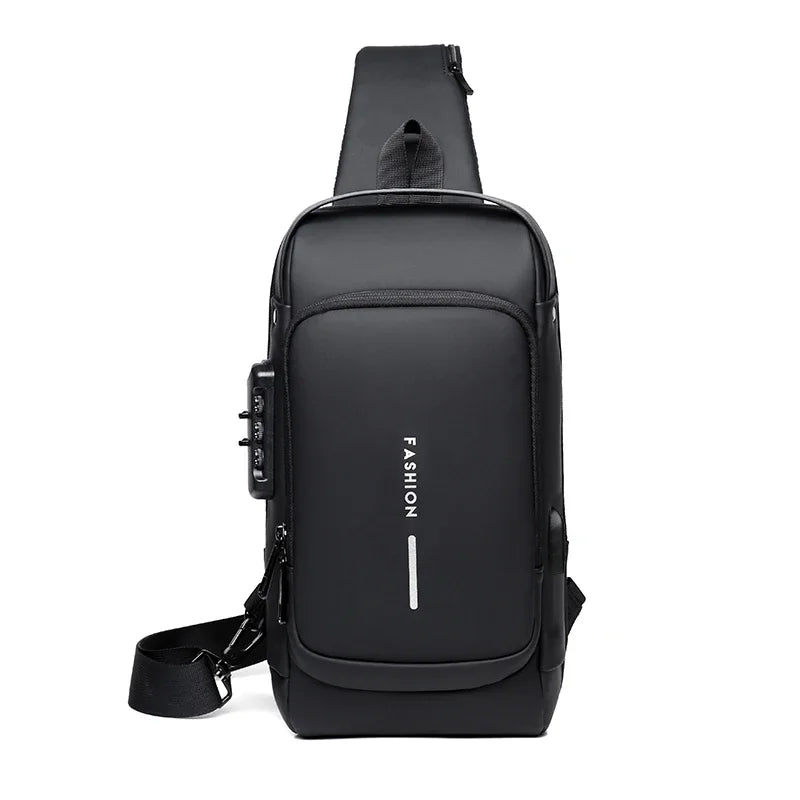 Anti-theft Shoulder Men's Fashion Sling Backpack with USB Charging Port, Waterproof Crossbody Chest Bag for Travel & Daily Use
