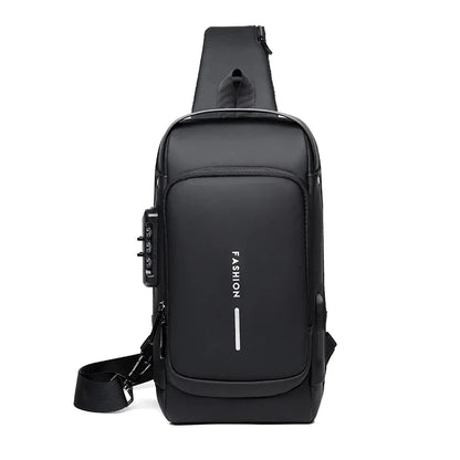 Anti-theft Shoulder Men's Fashion Sling Backpack with USB Charging Port, Waterproof Crossbody Chest Bag for Travel & Daily Use